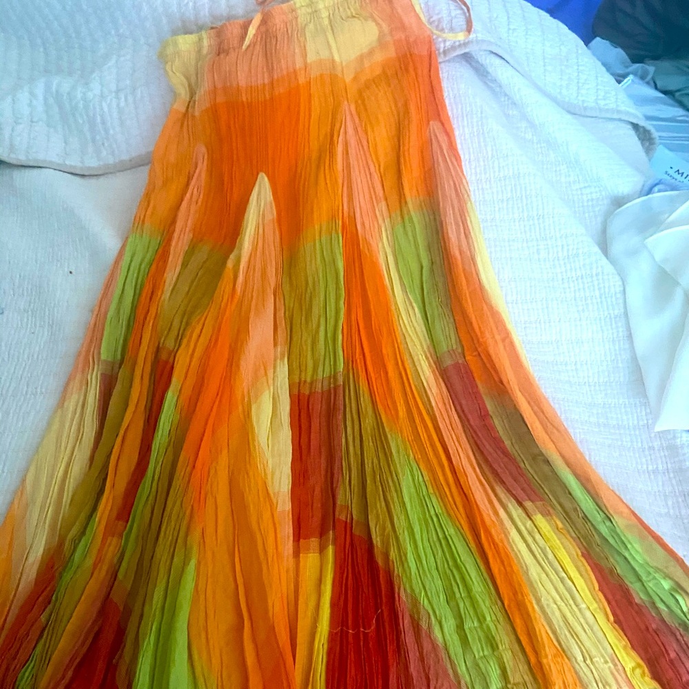 Long flowing skirt.